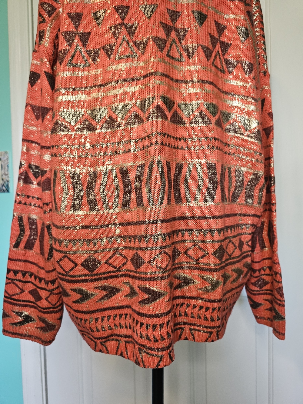 AVALIN Coral Aztec Knit Sweater Women's Size L - Picture 7 of 10